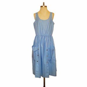 Vtg 70s Dash About Baby Blue Snap Front Sundress M